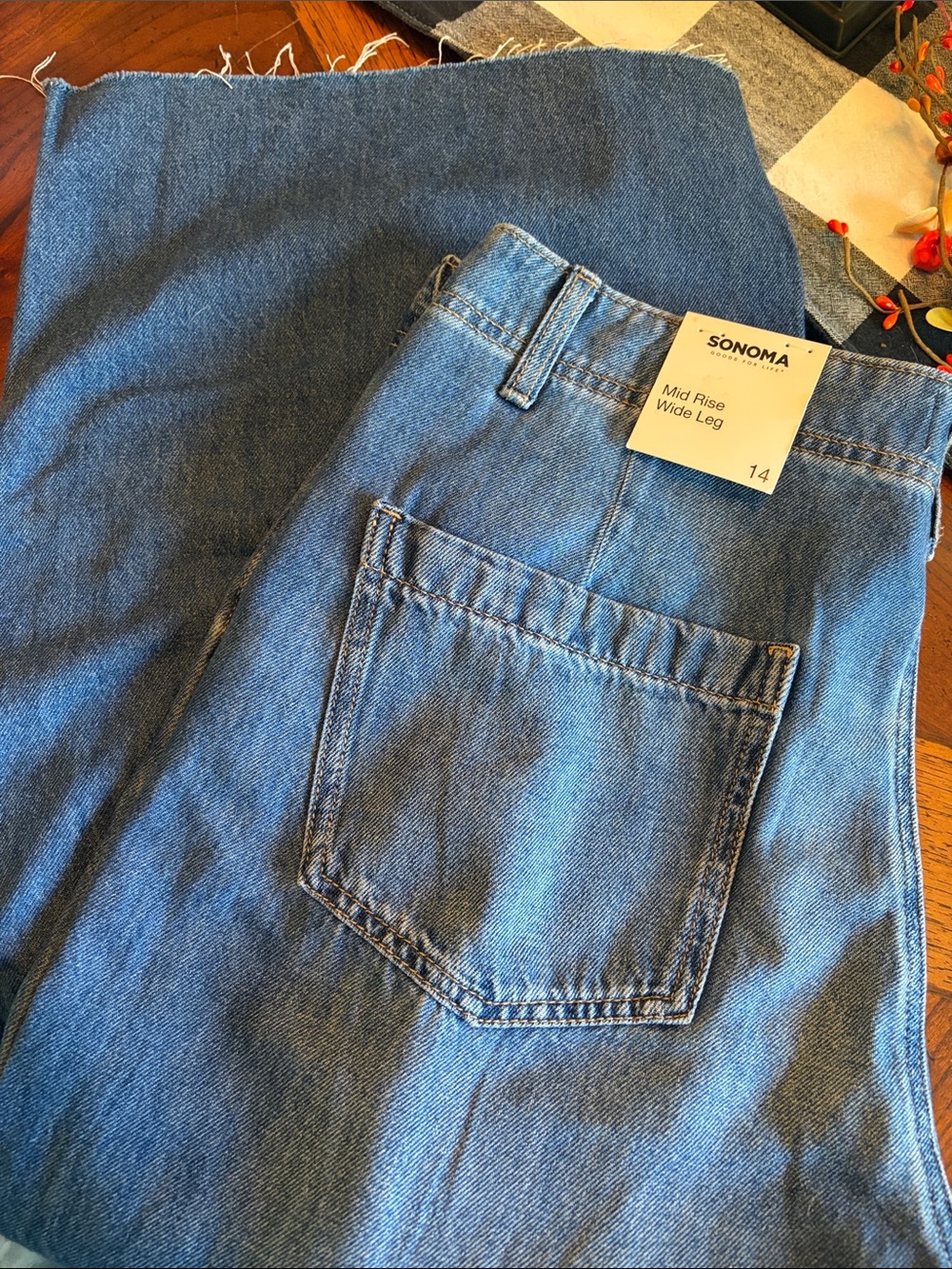 Sonoma Women’s Mid Rise Wide Leg Jeans - Blue Denim